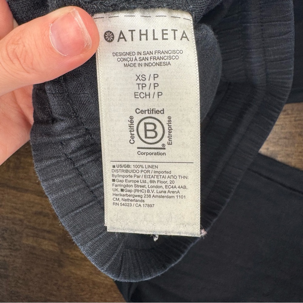 Athleta Black Linen Jogger Pants Elastic Waist Drawstring Size XS - Picture 6 of 8